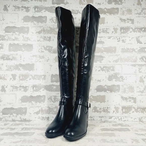 NEW DV by Dolce Vita Elyse Buckle Block Heel Black Over-The-Knee Boot M928 - Picture 2 of 12